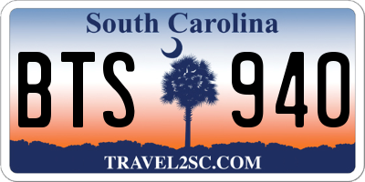 SC license plate BTS940