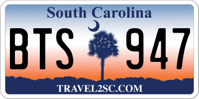 SC license plate BTS947