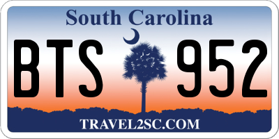 SC license plate BTS952