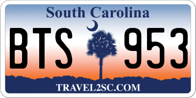 SC license plate BTS953
