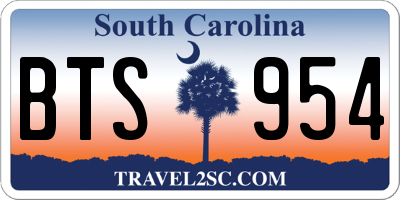 SC license plate BTS954