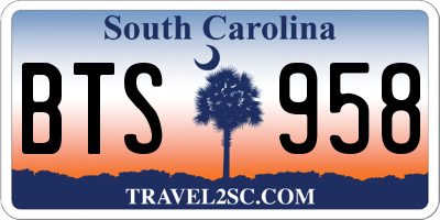 SC license plate BTS958