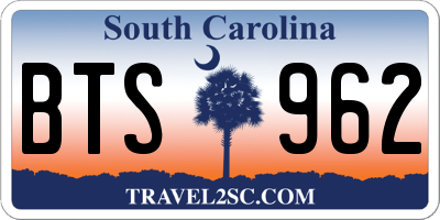 SC license plate BTS962