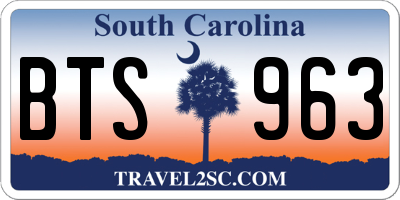 SC license plate BTS963