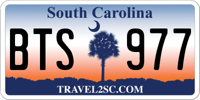 SC license plate BTS977