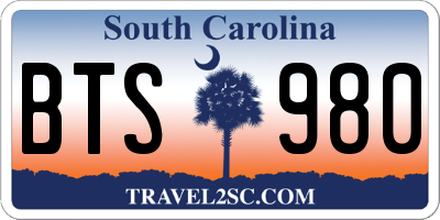 SC license plate BTS980
