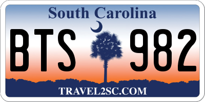 SC license plate BTS982