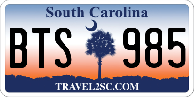 SC license plate BTS985