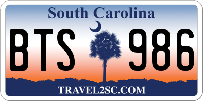 SC license plate BTS986