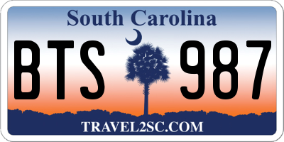 SC license plate BTS987