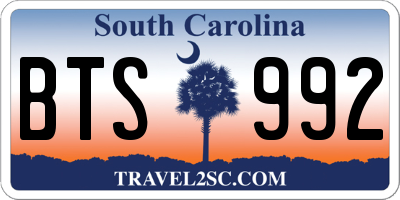 SC license plate BTS992