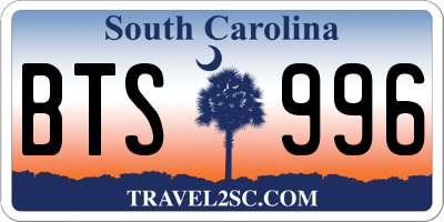 SC license plate BTS996
