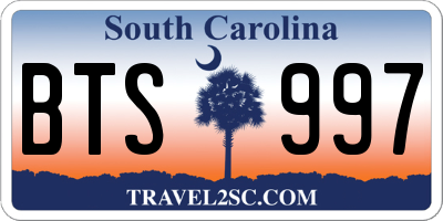 SC license plate BTS997