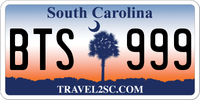 SC license plate BTS999