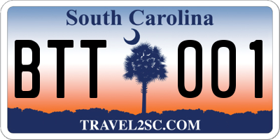 SC license plate BTT001