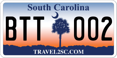 SC license plate BTT002