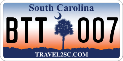 SC license plate BTT007