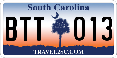 SC license plate BTT013