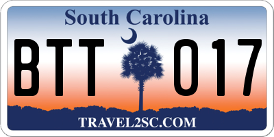 SC license plate BTT017