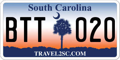 SC license plate BTT020