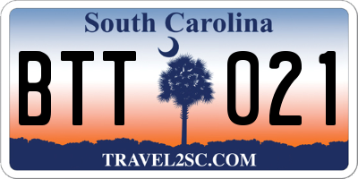 SC license plate BTT021