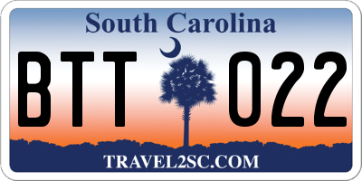 SC license plate BTT022