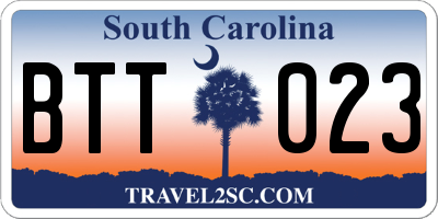 SC license plate BTT023