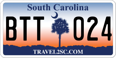 SC license plate BTT024