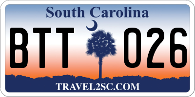 SC license plate BTT026