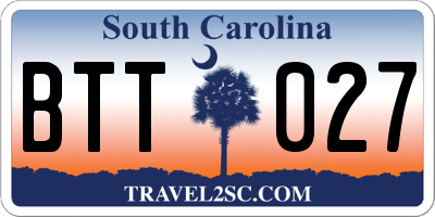 SC license plate BTT027