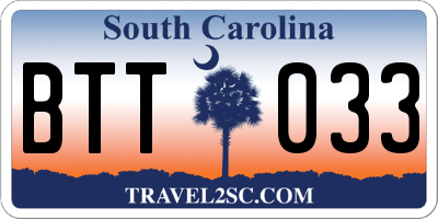 SC license plate BTT033