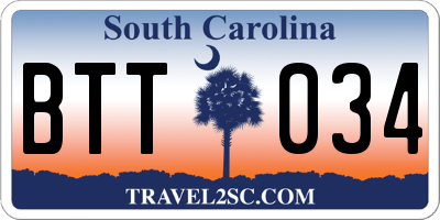 SC license plate BTT034