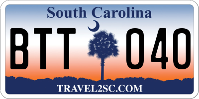 SC license plate BTT040
