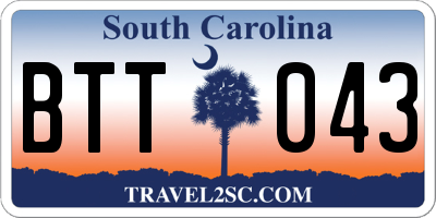 SC license plate BTT043