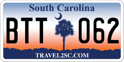 SC license plate BTT062