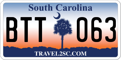 SC license plate BTT063