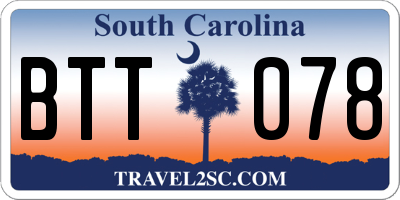 SC license plate BTT078