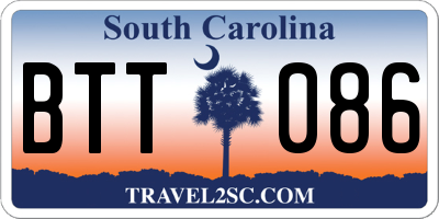 SC license plate BTT086