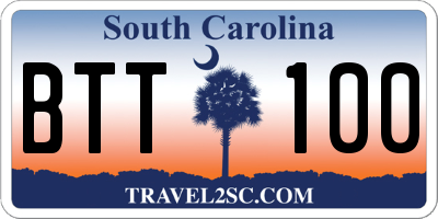 SC license plate BTT100