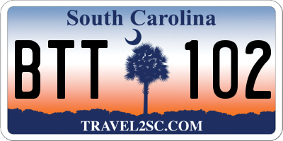 SC license plate BTT102