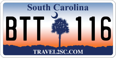 SC license plate BTT116
