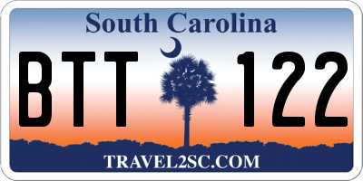 SC license plate BTT122