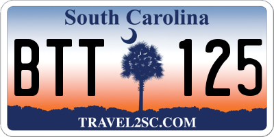 SC license plate BTT125