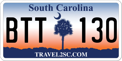 SC license plate BTT130
