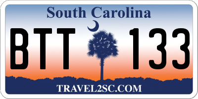 SC license plate BTT133