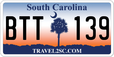 SC license plate BTT139