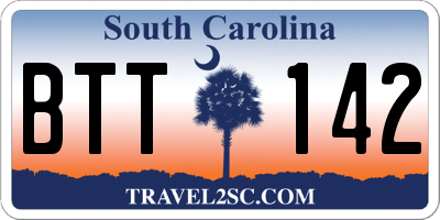 SC license plate BTT142