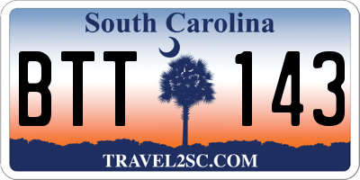 SC license plate BTT143