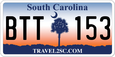 SC license plate BTT153