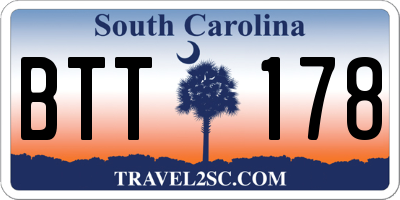 SC license plate BTT178